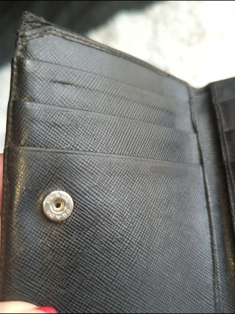 PRADA Authentic Black Nylon And Leather Triangular Logo Wallet Mens Or Women's